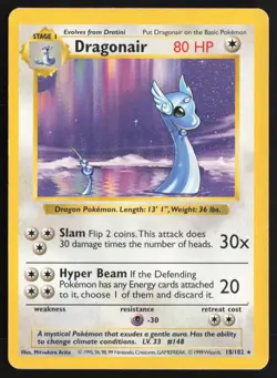 Pokemon TCG | Dragonair 18/102 | Rare | Base Set | Shadowless Moderately Played - Image 2