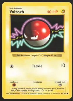 Pokemon TCG | Voltorb 67/102 | Common | Base Set | Shadowless Lightly Played - Image 2