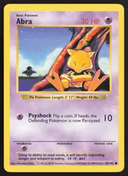 Pokemon TCG | Abra 43/102 | Common | Base Set | Shadowless Lightly Played - Image 2
