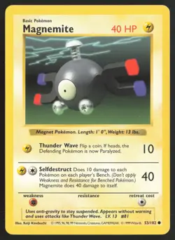 Pokemon TCG | Magnemite 53/102 | Common | Base Set | Shadowless Lightly Played - Image 2