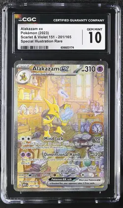 CGC 10 GEM MINT Alakazam ex 2023 Scarlet & Violet 151 201/165 SIR Pokemon Card - Image 1
