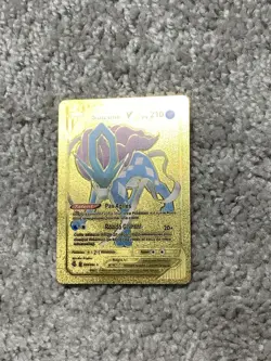 Set of 2 Suicune V HP210 Rare French Gold Accent Foil Fan Art Cards - Image 4