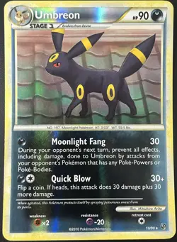 Umbreon 10/90 HGSS Undaunted Reverse Holo Rare Pokemon Card NM - Image 1