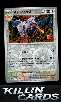 Reverse Holofoil Aerodactyl 142/165 Pokemon Rare SV: Scarlet & Violet 151 Card N - Image 1