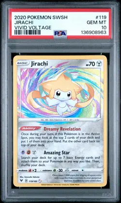 2020 POKEMON SWORD & SHIELD VIVID VOLTAGE #119 JIRACHI PSA 10 - Image 1