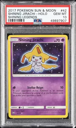 2017 POKEMON SUN & MOON SHINING LEGENDS #42 SHINING JIRACHI-HOLO PSA 10 - Image 1