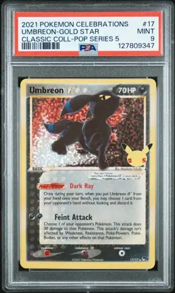 2021 POKEMON CELEBRATIONS CLASSIC COLLECTION 17/17 #17 UMBREON GOLD STAR PSA 9 - Image 1