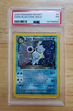 Pokemon PSA 1 Poor 2000 Dark Blastoise Holo Card Swirl - Image 1