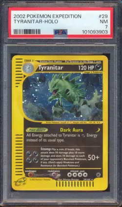 2002 POKEMON EXPEDITION TYRANITAR HOLO #29 PSA 7! SHARP! - Image 1