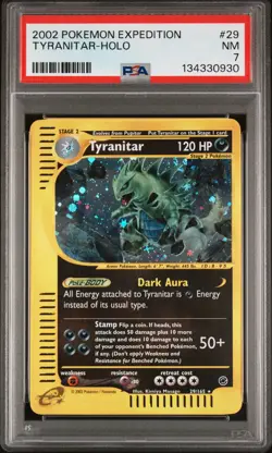 2002 POKEMON EXPEDITION #29 TYRANITAR-HOLO PSA 7 - Image 1
