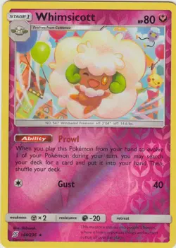 Lightly Played Whimsicott - 144/236 - Rare - Reverse Holo Pokemon Unified Minds - Image 1