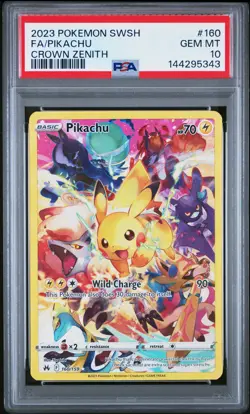 2023 POKEMON SWORD & SHIELD CROWN ZENITH #160 FULL ART/PIKACHU PSA 10 - Image 1