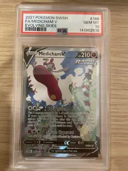 MEDICHAM V 2021 Pokemon #186/203 PSA 10 GEM-MINT Evolving Skies ALT ART - Image 1