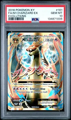 2016 POKEMON XY EVOLUTIONS #101 FULL ART/M CHARIZARD EX PSA 10 - Image 1