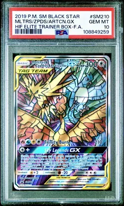 Moltres Zapdos Articuno GX SM210 Pokemon Hidden Fates Stained Glass Birds PSA 10 - Image 1