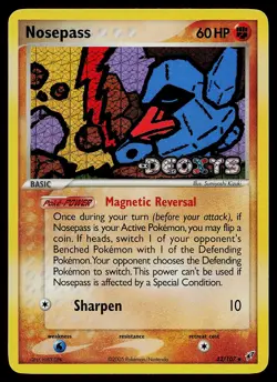 Pokemon Card - Nosepass Deoxys 42/107 Uncommon Reverse Holo Stamped - Image 1