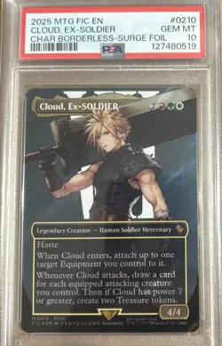PSA 10 Magic the Gathering Cloud, Ex-SOLDIER Borderless Surge Foil Final Fantasy - Image 1