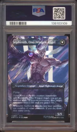 MTG FINAL FANTASY SEPHIROTH CHARACTER BORDERLESS SURGE FOIL #0527 PSA 10! - Image 2