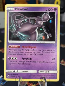Pokemon TCG Mewtwo 75/214 Cosmo Holo Rare Unbroken Bonds Sun & Moon Holo Bleed - Image 2