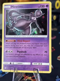 Pokemon TCG Mewtwo 75/214 Cosmo Holo Rare Unbroken Bonds Sun & Moon Holo Bleed - Image 3
