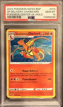 2022 Pokemon Center UK Special Delivery Charizard SWSH075 Promo Holo PSA 10 - Image 1