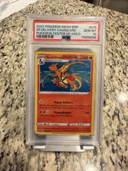 2022 Pokemon Center UK Special Delivery Charizard SWSH075 Promo Holo PSA 10 - Image 3