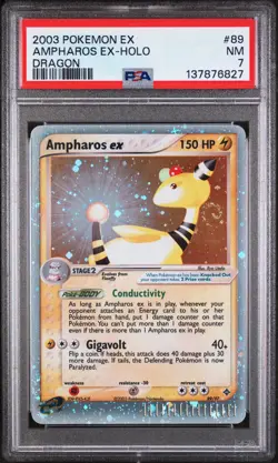 2003 POKEMON EX DRAGON #89 AMPHAROS EX-HOLO PSA 7 - Image 1