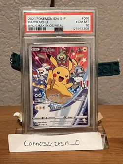 PSA 10 GEM MINT PIKACHU KFC Chaki Kids Meal 016 2021 Indonesian SM Promo POP 300 - Image 2