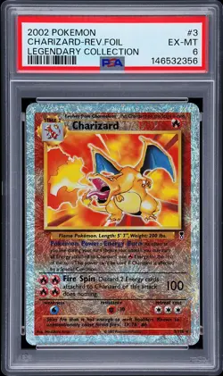 2002 POKEMON LEGENDARY COLLECTION #3 CHARIZARD-REVERSE FOIL PSA 6 - Image 1