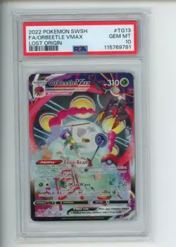 2022 Pokemon Lost Origin Orbeetle VMAX TG13/TG30 FA Holo Rare PSA 10 (781) - Image 1