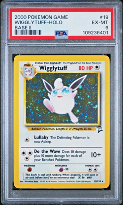 WIGGLYTUFF 2000 Pokemon Game Base Set 2 Holo #19 PSA 6 - Image 1