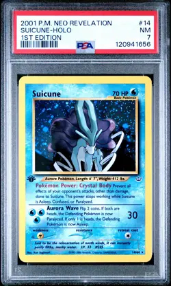 2001 POKEMON NEO REVELATION 1ST ED #14 SUICUNE-HOLO PSA 7 - Image 1