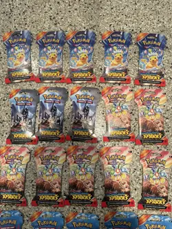 POKEMON SURGING SPARKS (20) SLEEVED BOOSTER PACKS Factory Sealed In Hand - Image 2