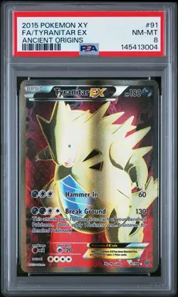 Pokemon TCG XY Ancient Origins FA/ Tyranitar EX #91 Ultra Rare PSA 8 Low Pop - Image 1