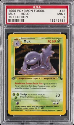 1999 POKEMON FOSSIL 1ST ED #13 MUK-HOLO PSA 9 - Image 1