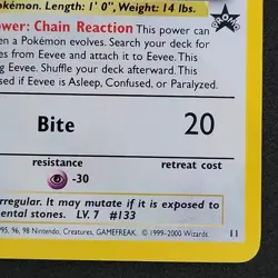 Pokemon Eevee 11/53 Wizards Black Star Promo Holo 30 HP Basic Card - Image 5