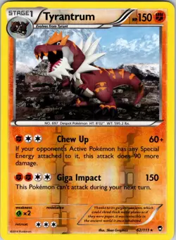 Tyrantrum 62/111 XY - Furious Fists Pokemon TCG NM Reverse Holo - Image 1