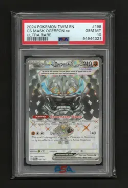 PSA 10 GEM Mint Cornerstone Mask Ogerpon ex 199 Ultra Rare - Pokemon SV06 TWM - Image 1