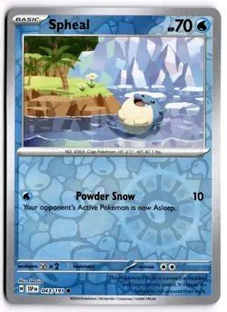 Pokemon TCG Spheal 043/191 SV08: Surging Sparks Common Reverse Holo - Image 1