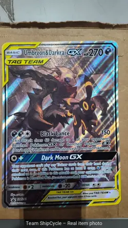 2020 Pokemon Umbreon Darkrai GX Tag Team Black Star Promo SM241 JUMBO G2U - Image 4