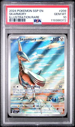 2024 POKEMON SSP EN-SURGING SPARKS ILLUSTRATION RARE #209 SKARMORY PSA 10 - Image 1