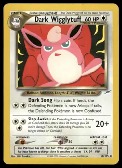 Pokemon Tcg Dark Wigglytuff #40 Pokemon Neo Destiny LP - Image 1
