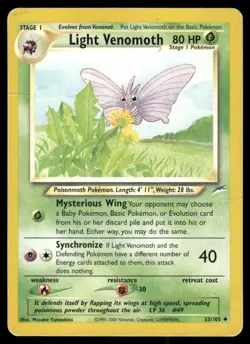 Pokemon Tcg Light Venomoth #53 Pokemon Neo Destiny MP - Image 1