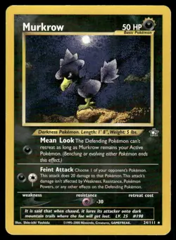 Pokemon Tcg Murkrow #24 Pokemon Neo Genesis LP - Image 1
