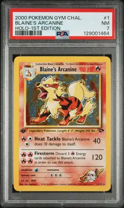 2000 POKEMON GYM CHALLENGE HOLO-1ST ED #1 BLAINE'S ARCANINE PSA 7 - Image 1