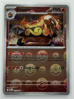 Pokemon Emboar 013/086 Rare Holo Sv: White Flare Stage 2 Poke Ball Pattern Card - Image 1