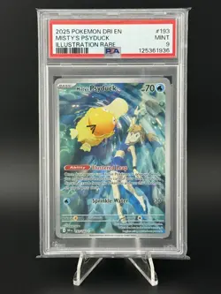 Pokemon TCG Misty's Psyduck Illustration Card 193/182, Destined Rivals, PSA 9 - Image 1