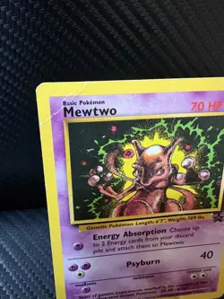 Mewtwo Promo Pokemon Card – Vintage WOTC – DAMAGED / HP – Creases & Bends - Image 3