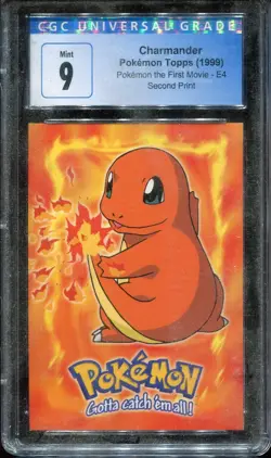 CGC 9 MINT CHARMANDER POKEMON TOPPS 1999 #04 E4 OF 12 POKEMON - Image 1