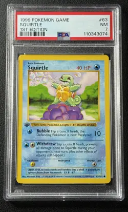 SQUIRTLE PSA 7 1999 POKEMON 1ST EDITION #63/102 NEAR MINT 3074 - Image 1